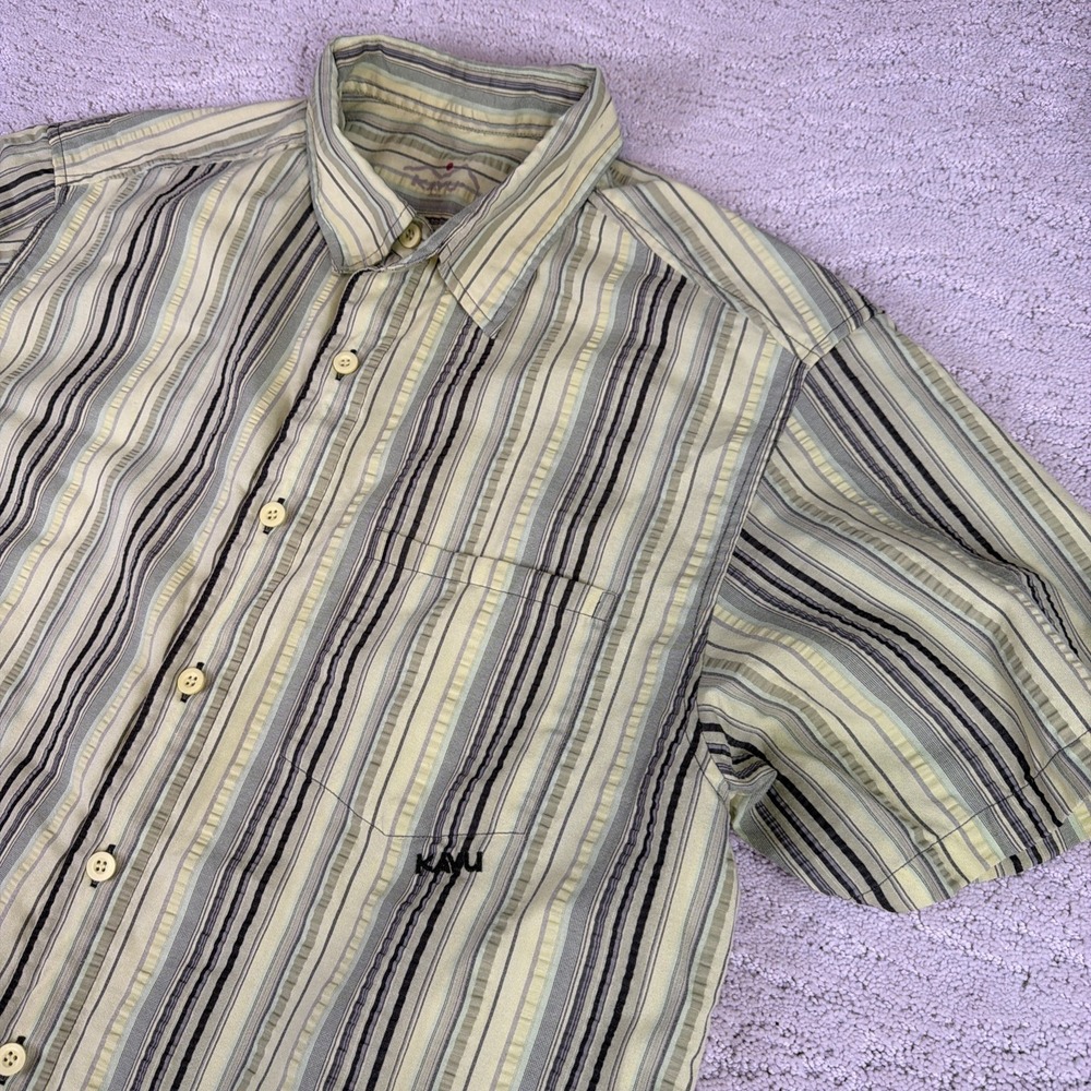 Men's Kavu‎ Medium Short Sleeve Seersucker Button Shirt Outdoor Hiking